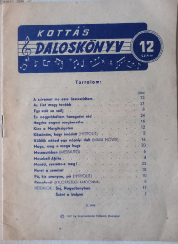 Kott�s dalosk�nyv 12.