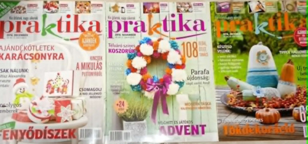 3 db. Praktika Magazin - 2016.okt. - 10. szám, 2016.nov. 11. szám, 2016.dec. 12. szám(szabás-varrás-kötés-hobby-lakásdivat-kézimunka)