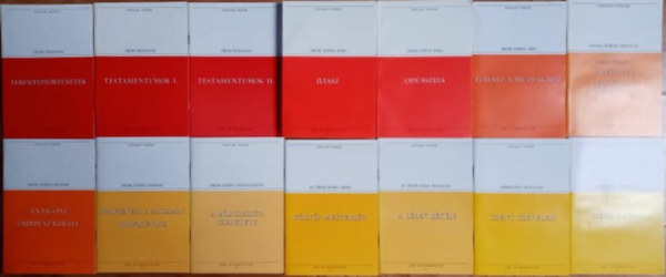 Populart Füzetek Az ókor világirodalma kronológiai sorrendben (14db) Teremtéstörténetek + Testamentumok I-II. + Iliász + Odüsszeia + Fohász a múzsákhoz + Oreszteia - leláncolt Prométheusz + Antigoné - Oidipusz király + Iphigeneia Auli