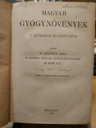 Dr.Augustin B�la-Dr. Rom P�l - Magyar gy�gyn�v�nyek I-II.