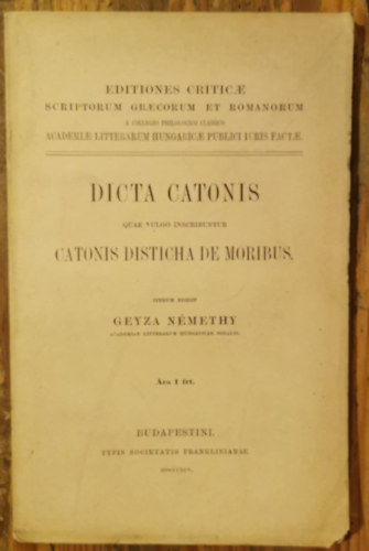 Geyza N�methy  (edidit) - Dicta Catonis