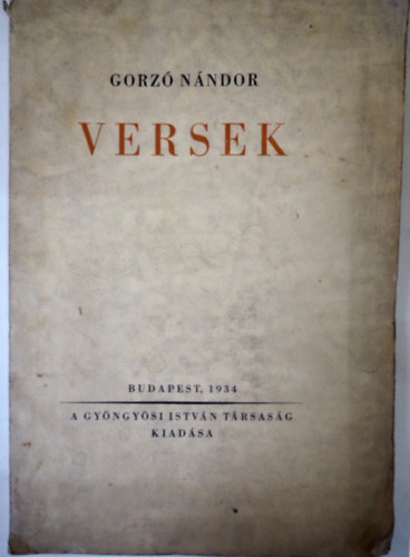 Gorzó Nándor - Versek, 1934