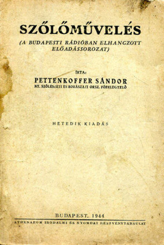 Pettenkoffer S�ndor - Sz�l�m�vel�s