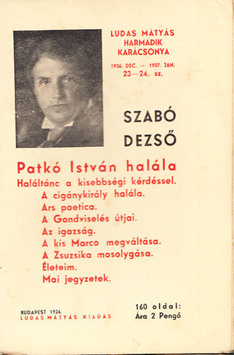 Szab� Dezs� - Patk� Istv�n hal�la (Ludas M�ty�s f�zetek 23-24. dupla sz�m)