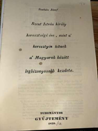 Kis Jsef - Tudomnyos Gyjtemny 1840 IX.  - A Magyar Nemzet rgi neveirl