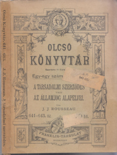 J. J. Rousseau - A trsadalmi szerzds vagy az llamjog alapelvei (Olcs knyvtr)