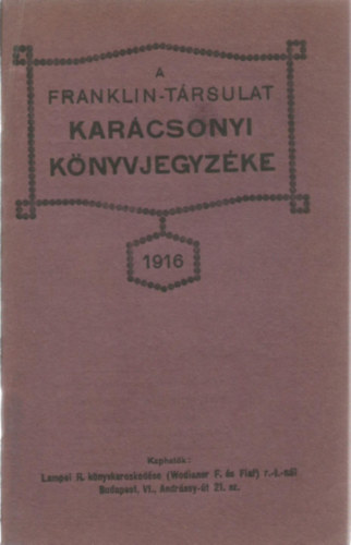 A Franklin-Trsulat karcsonyi knyvjegyzke 1916