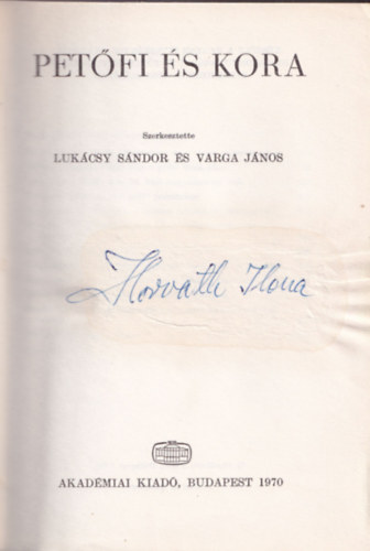 Luk�csy S�ndor-Varga J�nos - Pet�fi �s kora