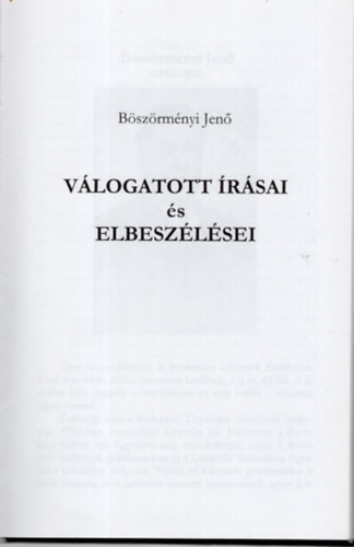 Bszrmnyi Jen - Bszrmnyi Jen rsai s elbeszlsei