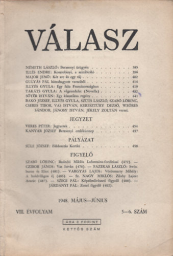 Illys Gyula - Vlasz VIII.vf.5-6.szm 1948.mj.-jn.