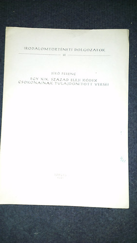 Bíró Ferenc - Egy XIX. század eleji kódex Csokonainak tulajdonított versei