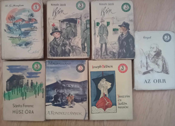 S�nta Ferenc, L�szl� N�meth, Maugham, Maupassant Gogol - 7 db k�nyv(Sz�pirodalmi Kiad�) B�nI-II, A Rondoli-l�nyok,Es�,H�sz �ra,H�sz �ra,Triszt�n �s Izolda reg�je,Az orr,