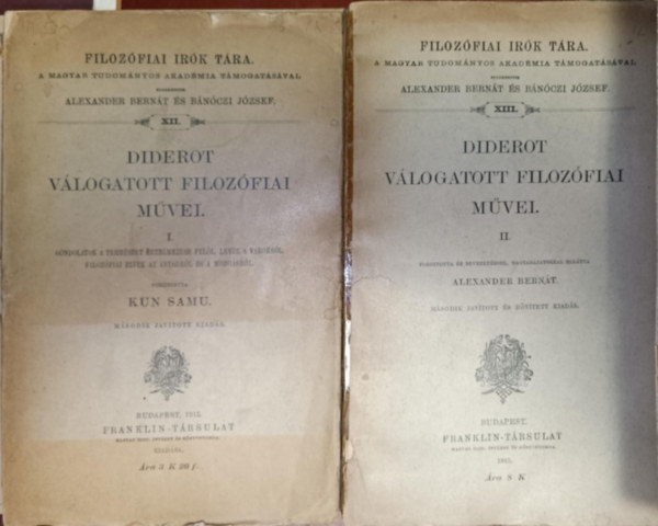 Diderot vlogatott filozfiai mvei I-II. (Filozfiai rk tra XII-XIII.)