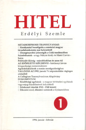 Br . Zoltn Horvth Istvn - Hitel Erdlyi Szemle 1994. janur-februr (egybektve)