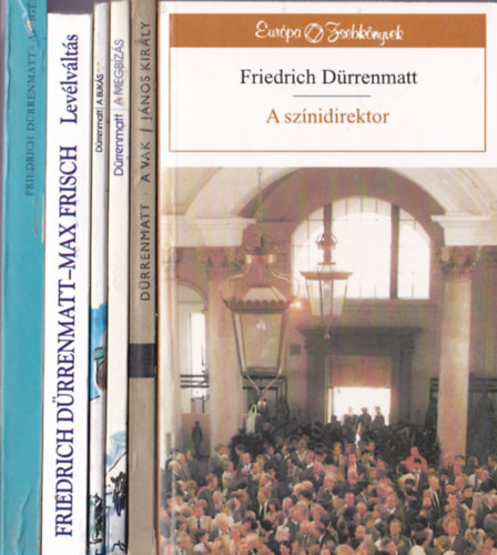 Friedrich Dürrenmatt könyvcsomag: 6db kötet :A színidirektor + A vak-János király + A megbízás avagy a megfigyelők megfigyelőjének megfigyeléséről + A bukás + Levélváltás/Max Frisch - Friedrich Dürrenmatt/v+Az ígéret