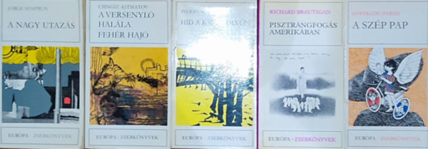Jorge Semprun, Pierre Boulle, Richard Brautigan, Goffredo Parise Csingiz Ajtmatov - 5db regny a Eurpa zsebknyvek sorozatbl - Csingiz Ajtmatov-A versenyl halla/Fehr haj, Jorge Semprun-A nagy utazs, Pierre Boulle-Hd a Kwai folyn, Richard Brautigan-Pisztrngfogs Amerikban, Goffredo Parise-A szp pap