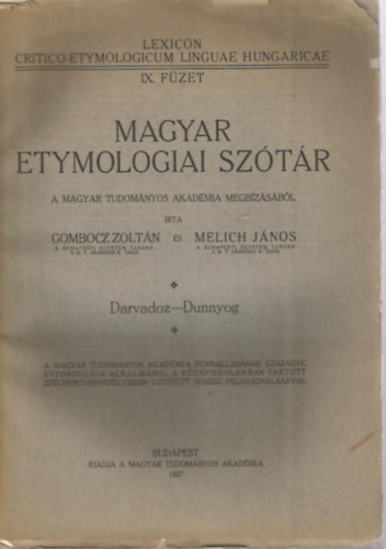 Gombocz Zolt�n-Melich J�nos - Magyar etymologiai sz�t�r IX. f�zet