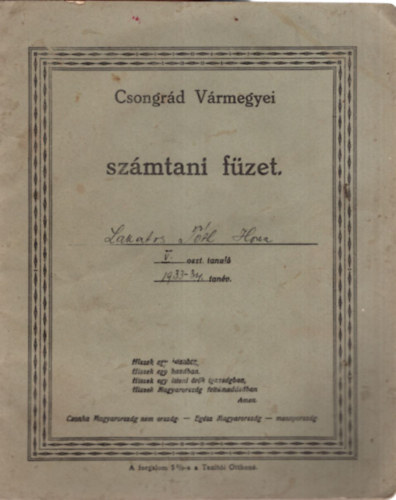 Csongrd Vrmegyei szmtani fzet