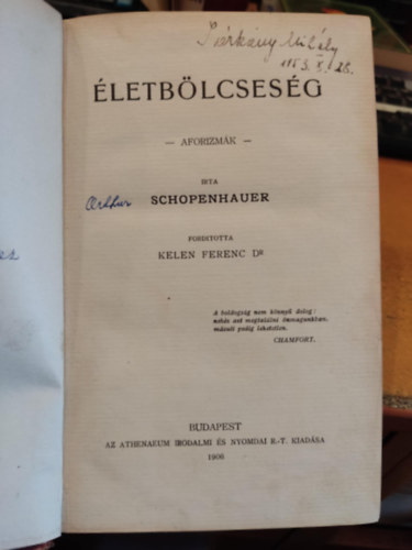 Arthur Schopenhauer - letblcsesg-Aforizmk
