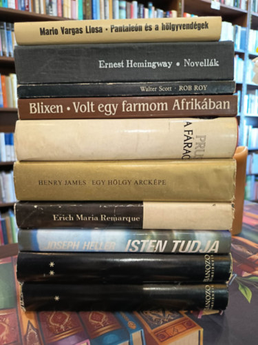 Henry James, Prus, Mario Vargas LLosa, Sienkiewicz Henryk, Joseph Heller, Erich Maria Remarque, Ernest Hemingway, Scott Walter, Walter Scott Karen Blixen - Világirodalom könyvcsomag 9 darabos KÖNYVMENTŐ AJÁNLAT: Volt egy farmom Afrikában, Egy hölgy arcképe, A fáraó, Pantaleón és a hölgyvendégek, Özönvíz I-II., Isten tudja, Három bajtárs, Novellák, Rob Roy