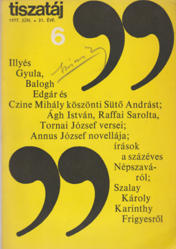 Tiszat�j 1977. j�n. 31 �vf. 6 sz�m