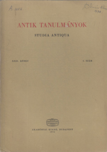 T�tt�ssy Csaba (szerk.) - Antik tanulm�nyok-Studia antiqua XXII. k�tet 2. sz�m