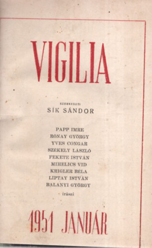 Sk Sndor  (szerk.) - Vigilia 1951. vf. (janur-november)