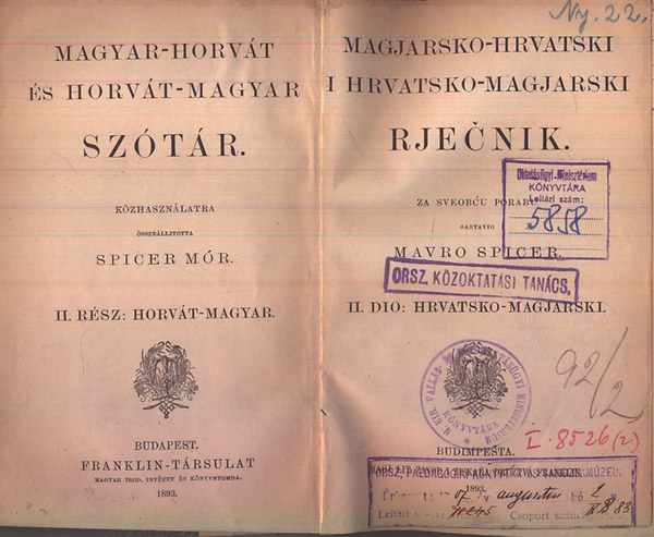 Spicer Mr - Magyar-horvt s horvt-magyar sztr I-II.