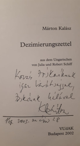 Kal�sz M�rton - Dezimierungszettel