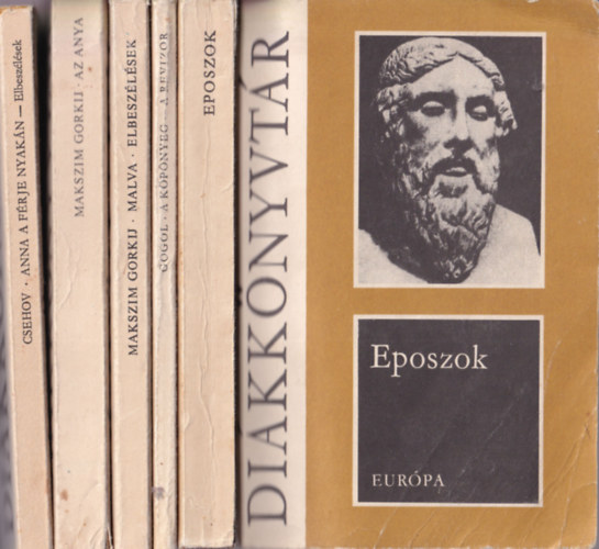 Gorkij, Gogol Csehov - 5 db Di�kk�nyvt�r: Anna a f�rje nyak�n, Az anya, Malva elbesz�l�sek, A k�p�nyeg, a revizor, Eposzok