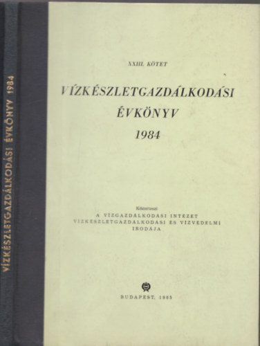 Vzkszletgazdlkodsi vknyv 1984 (XXIII. ktet)