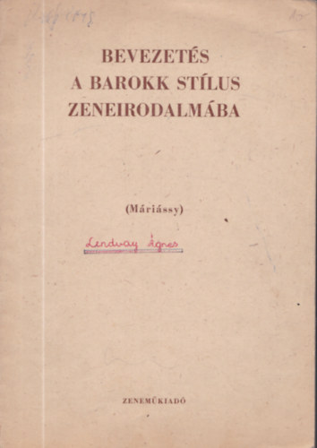 Mrissy Istvn - Bevezets a barokk stlus zeneirodalmba