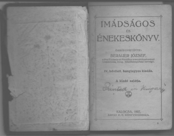 Berauer Jzsef  (sszegyjttte) - Imdsgos s nekesknyv