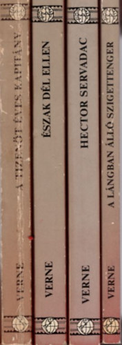 Jules Verne - 4 db Jules Verne regény: A lángban álló szigettenger + Hector Servadac + Észak dél ellen + A tizenöt éves kapitány
