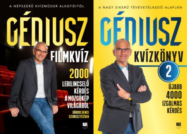 Neumann Viktor B�rdos Bence - 2 db G�niusz kv�zk�nyv: G�niusz Filmkv�z - 2000 lebilincsel� k�rd�s a mozg�k�p vil�g�b�l + G�niusz 2. kv�zk�nyv - �jabb 4000 izgalmas k�rd�s