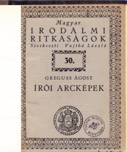 Greguss gost - ri arckpek (magyar irodalmi ritkasgok)