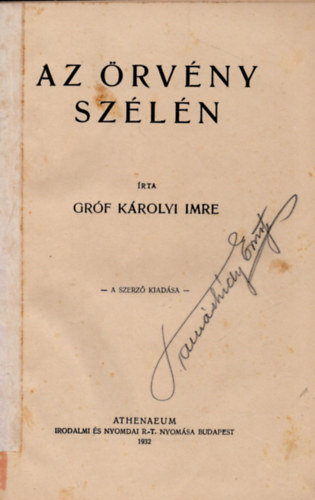 Krolyi Imre grf - Az rvny szln