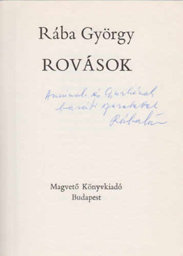 R�ba Gy�rgy - Rov�sok (Dedik�lt)