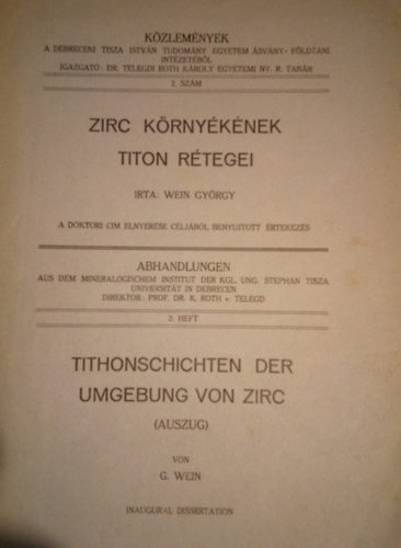 Wein Gyrgy - Zirc krnyknek titon rtegei - Tithonschichten der Umgebung von Zirc ( Klnlenyomat )