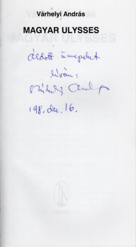 V�rhelyi Andr�s - Magyar ulysess (dedik�lt)