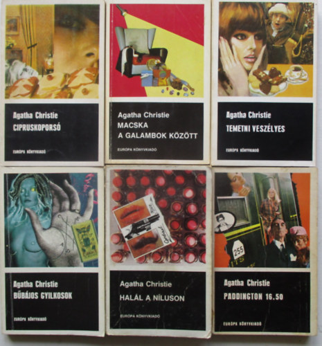 Agatha Christie - 6 db Agatha krimi (B�b�jos gyilkosok, Temetni vesz�lyes, Cipruskopors�, Hal�l a nyluson, stb..)