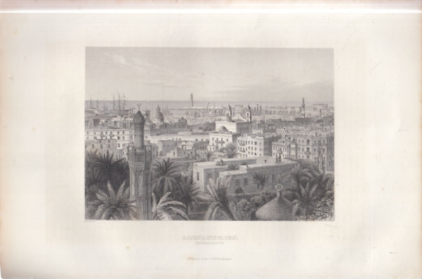 Alexandria látképe - eredeti litográfia (metszet)