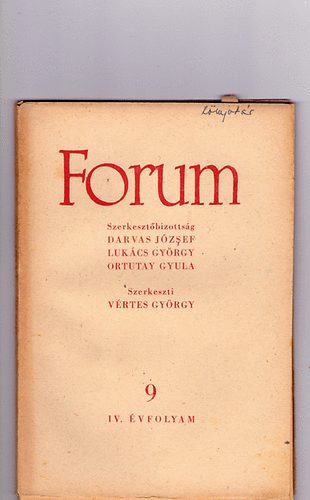 Vértes György - Forum (folyóirat) 1949 szeptember