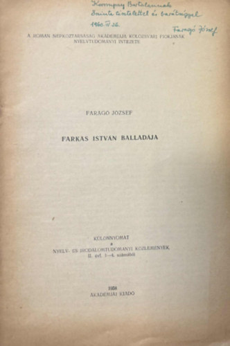 Farag Jzsef - Farkas Istvn balladja - Klnlenyomat
