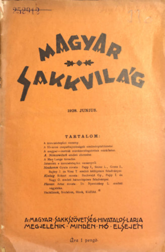 Magyar Sakkvilág 1928. junius XIII. évfolyam 6. szám