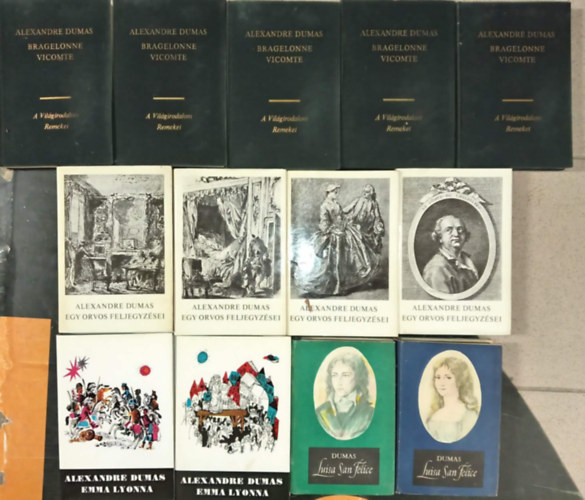 Alexandre Dumas - Bragelonne vicomte vagy Tíz évvel később 1-5. + Emma Lyonna 1-2. + Egy orvos feljegyzései 1-4. + San Félica 1-2. (4 mű 13 kötetben)