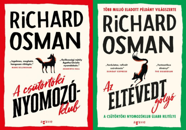Richard Osman - 2 db a A cstrtki nyomozklub  sorozatbl: A cstrtki nyomozklub + Az eltvedt goly (A cstrtki nyomozklub 1., 3. rsz)