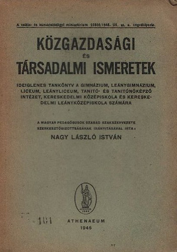 Nagy L�szl� Istv�n - K�zgazdas�gi �s t�rsadalmi ismeretek