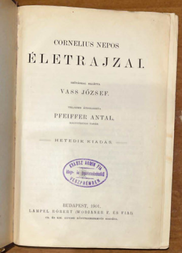 Pfeiffer Antal Vass József - Cornelius Nepos életrajza I.