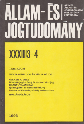 �llam- �s Jogtudom�ny XXXIII/3-4, 1993